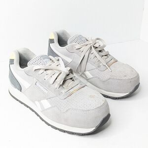 Reebok Harman Composite Toe Work Sneakers, Grey Leather, Women's 8.5